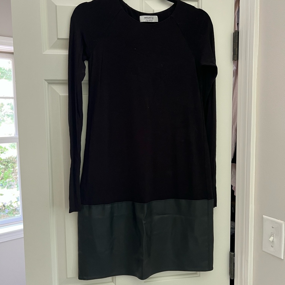 Bailey 44 Black Long Sleeve Dress with Leather Bottom
